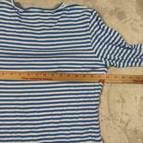 J McLaughlin Womens Size M Top Blue White Knit 3/4 Sleeve Lightweight Nautical - Picture 6 of 7